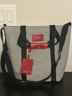 HENRI BENDEL New York Centennial Stripe Canvas Magazine Cross Body Tote Bag